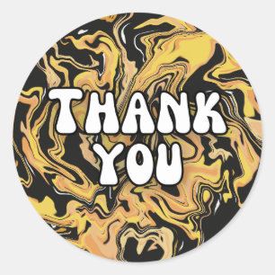 Black & Gold Liquid Art Marmor "Danke" Aufkleber