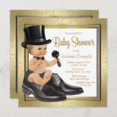 Black Gold Little Man Baby Dusche Einladung (Vorne/Hinten)