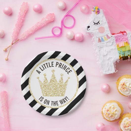 Black Gold Little Prince auf der Way Baby Dusche Pappteller (Party)