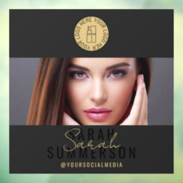 Black Gold Logo Social Media Make-up-Studio Fensteraufkleber