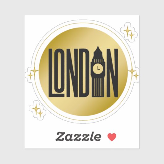 Black & Gold London Skyline Retro City Prix Aufkleber (Blatt)