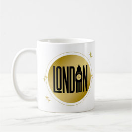 Black & Gold London Skyline Retro City Prix Kaffeetasse