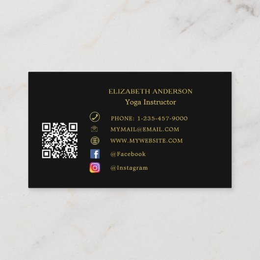 Black gold lotus flower Yoga Instructor Visitenkarte (Rückseite)