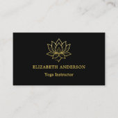 Black gold lotus flower Yoga Instructor Visitenkarte (Vorderseite)