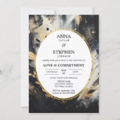 Black & Gold Love & Commitment Ceremony Einladung (Vorderseite)