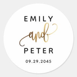 Black Gold Lovely Script Typografy Wedding Runder Aufkleber