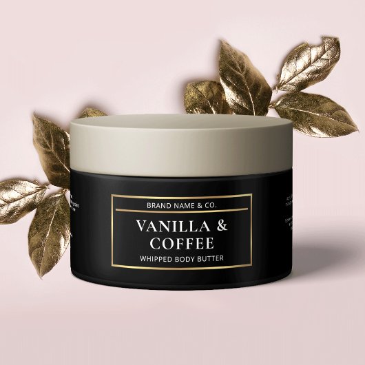 Black & Gold Lux Body Butter Jar Ingredients Label Wasserflaschenetikett