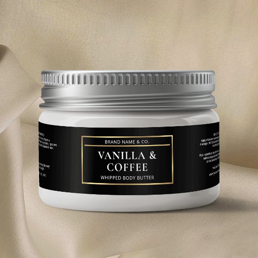Black & Gold Lux Body Butter Jar Ingredients Label Wasserflaschenetikett