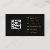 Black Gold Luxe Monogram Social Media QR Code Visitenkarte (Rückseite)