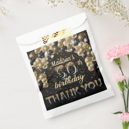 Black Gold Luxury 50. Geburtstag Personalisiert Geschenktütchen (Versiegelt)