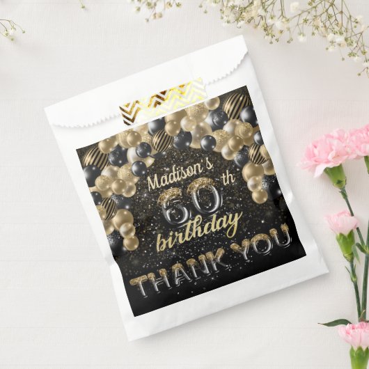 Black Gold Luxury 60. Geburtstag Personalisiert Geschenktütchen (Versiegelt)