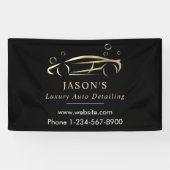 Black & Gold Luxury Auto Detailing Car Cleaning Banner (Horizontal)