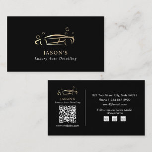 Black & Gold Luxury Auto Detailing Car Cleaning Visitenkarte