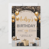 Black Gold Luxury Birthday Einladung (Vorderseite)