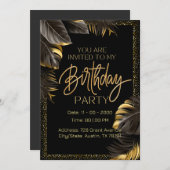 Black Gold Luxury Birthday Party Einladungskarte Einladung (Vorne/Hinten)