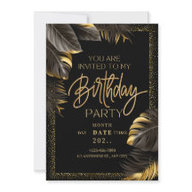 Black Gold Luxury Birthday Party Einladungskarte