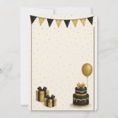 Black & Gold Luxury Birthday Party Invitation  (Rückseite)