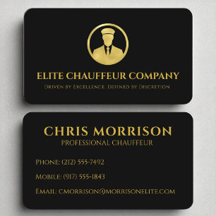 Black Gold Luxury Chauffeur Elegantes Editable Log Visitenkarte