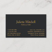 Black & Gold Luxury Feather Makeup Artist Visitenkarte (Rückseite)