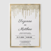 Black gold luxury glitter drips Wedding Pergament Einladungen (Vorderseite)