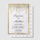 Black gold luxury glitter drips Wedding Pergament Einladungen (Versetzt (Einladung))