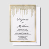 Black gold luxury glitter drips Wedding Pergament Einladungen (Versetzt)