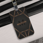 Black Gold Luxury Modern Minimal Abstrakt Gepäckanhänger<br><div class="desc">Ein cooler,  luxuriöser und abstrakter Gepäckanhänger mit geometrischem Schwarz-Gold-Design. Personalisieren Sie Ihre Monogramm und Ihren Namen.</div>