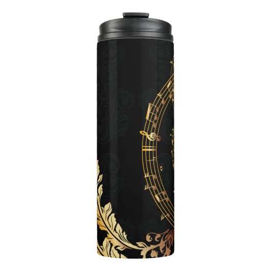 Black Gold Luxury Musiknote Thermosbecher (Vorderseite)