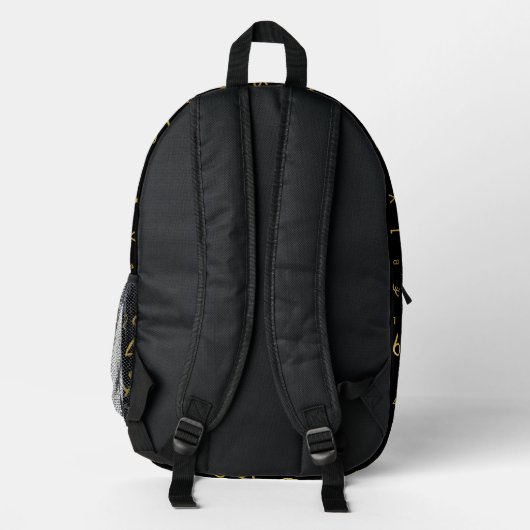 Black Gold Luxury Numbers Währungssymbole Muster Bedruckter Rucksack (Rückseite)