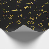Black Gold Luxury Numbers Währungssymbole Muster Geschenkpapier (Ecke)