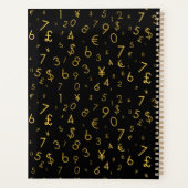 Black Gold Luxury Numbers Währungssymbole Muster Planer (Rückseite)