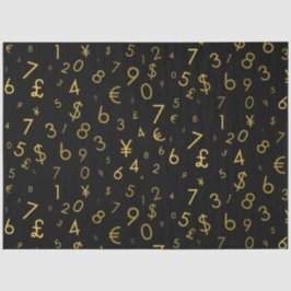 Black Gold Luxury Numbers Währungssymbole Muster Seidenpapier