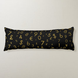 Black Gold Luxury Numbers Währungssymbole Muster Seitenschläferkissen
