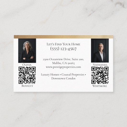 Black Gold Luxury Real Estate Agent Photo Luxe Visitenkarte (Rückseite)