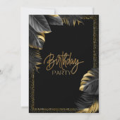 Black Gold Luxury Tropical Leaf Happy Birthday Einladung (Rückseite)