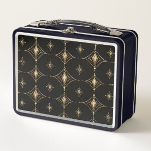 Black & Gold Luxus-Geometrie-Lunchbox Metall Brotdose