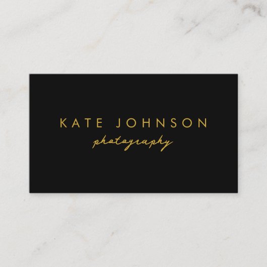 Black Gold Luxus Script QR Code Social Media Visitenkarte (Vorderseite)