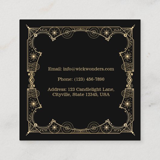 Black Gold Magic Apothecary Candle Quadratische Visitenkarte (Rückseite)