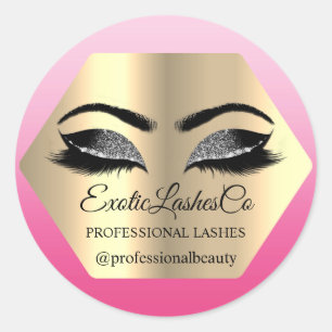 Black Gold Makeup Glitzer Lashes Makeup Brows PInk Runder Aufkleber