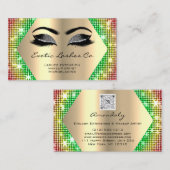 Black Gold Makeup Glitzer Lashes Rainbow QR Visitenkarte (Vorne/Hinten)