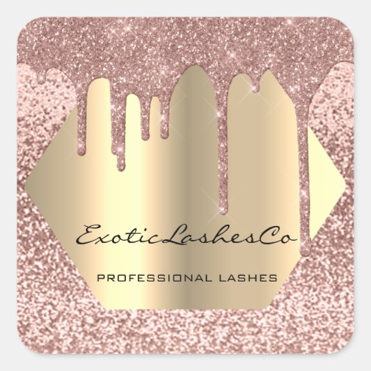 Black Gold Makeup Glitzer Lashes Reinigungs-Tropfe Quadratischer Aufkleber (Vorderseite)