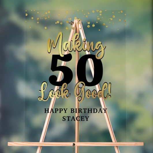 Black Gold Making AGE sehen gut Name Confetti Acrylschild (Neutral)