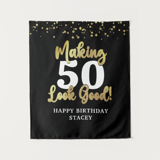 Black Gold Making AGE sehen gut Name Confetti Wandteppich (Vorderseite)