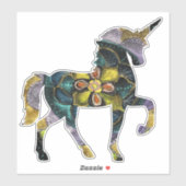 Black & Gold Mandala Einhorn Kunst, Dichtung und M Aufkleber (Blatt)