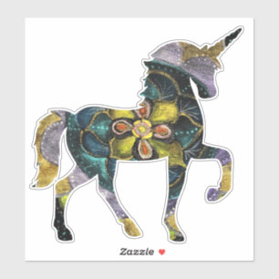Black & Gold Mandala Einhorn Kunst, Dichtung und M Aufkleber