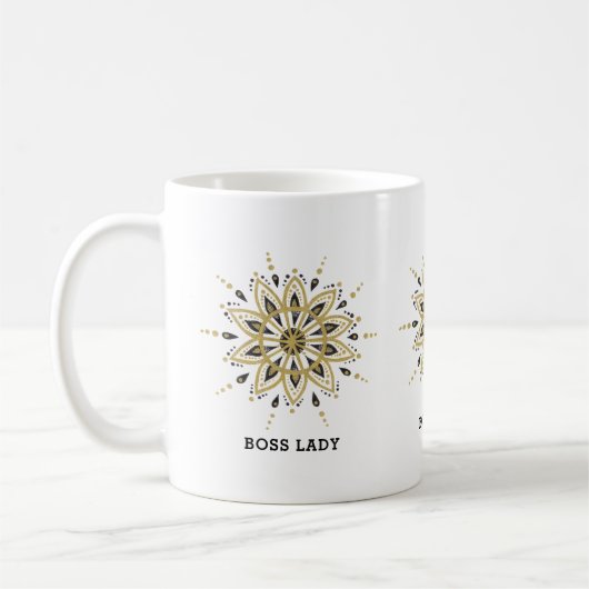 Black & Gold Mandala Kaffeetasse (Links)