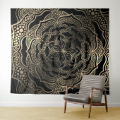 Black & Gold Mandala Schöne Stylish Foto Booth Wandteppich (Beispiel (Horizontal))