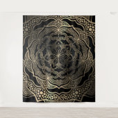 Black & Gold Mandala Schöne Stylish Foto Booth Wandteppich (Vorderseite)