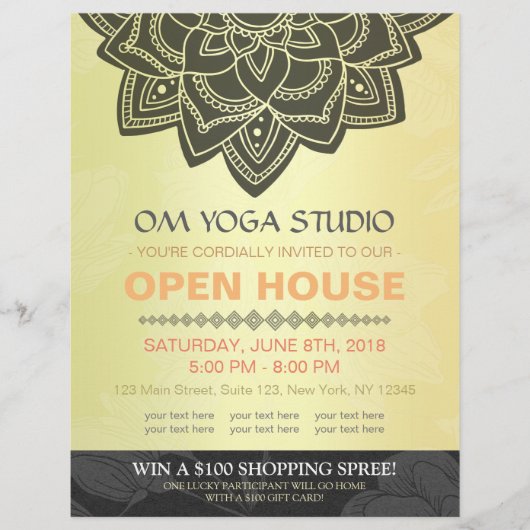Black Gold Mandala YOGA Massage Therapie Open Hous Flyer (Vorne)