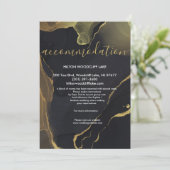 Black & Gold Marb Unterkunft Einladung (Stehend Vorderseite)